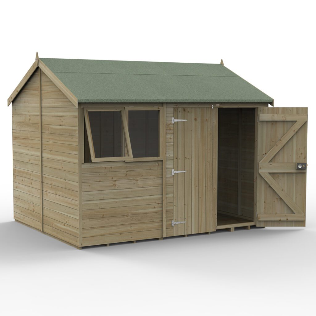 Timberdale 10×8 Reverse Apex Shed – Double Door with Installation 5013053189009 2